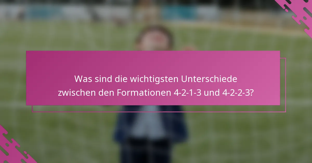 Was sind die wichtigsten Unterschiede zwischen den Formationen 4-2-1-3 und 4-2-2-3?