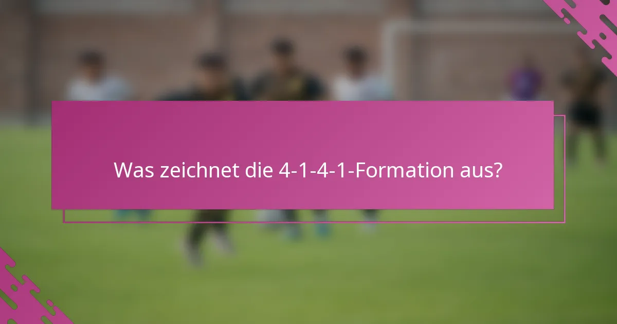 Was zeichnet die 4-1-4-1-Formation aus?