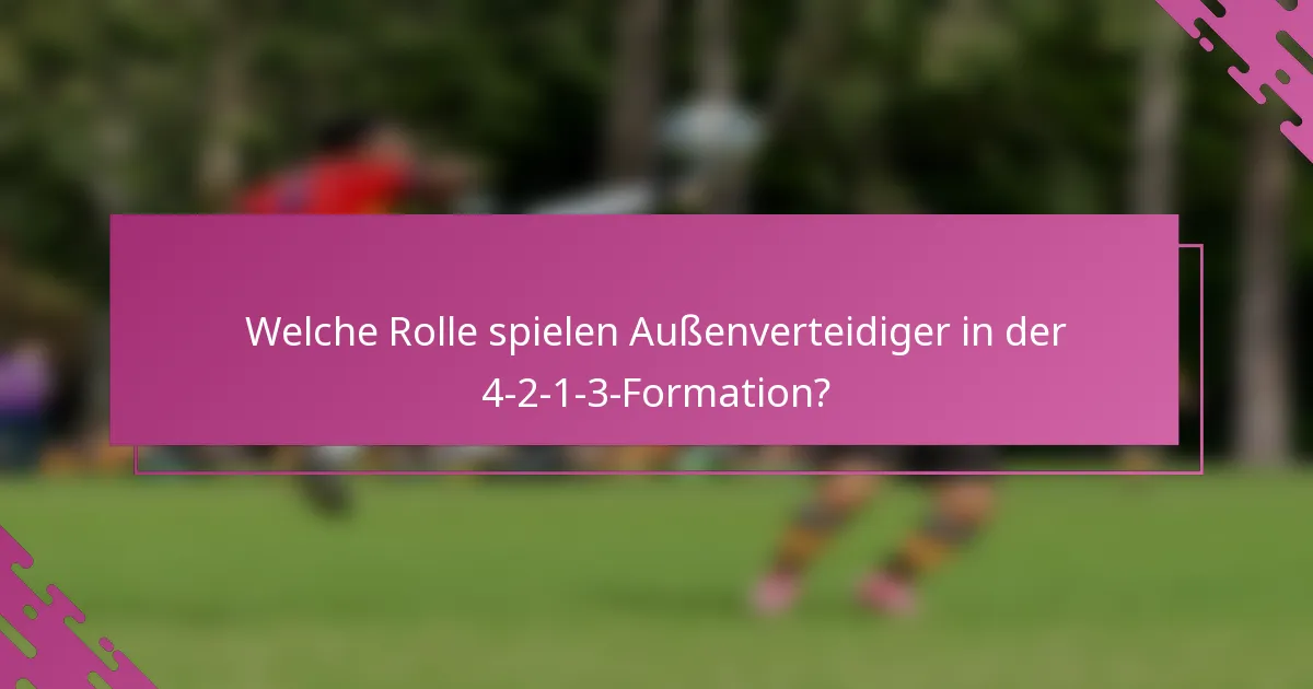 Welche Rolle spielen Außenverteidiger in der 4-2-1-3-Formation?