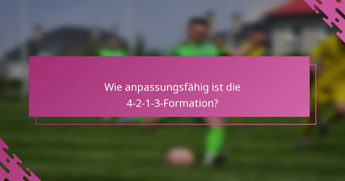 Wie anpassungsfähig ist die 4-2-1-3-Formation?