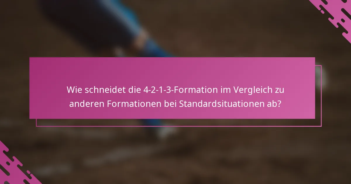 Wie schneidet die 4-2-1-3-Formation im Vergleich zu anderen Formationen bei Standardsituationen ab?